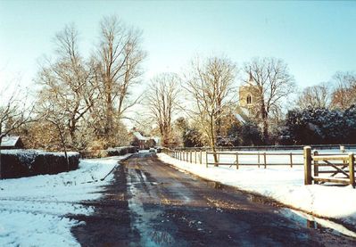 Snow Scene Entering Westmill
